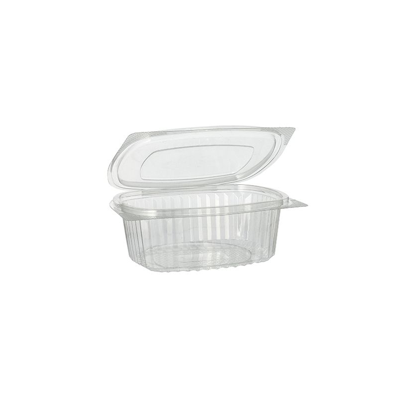 Feinkostbecher & Salatschalen To Go mit Klappdeckel, R-PET oval 500 ml - Bild 1