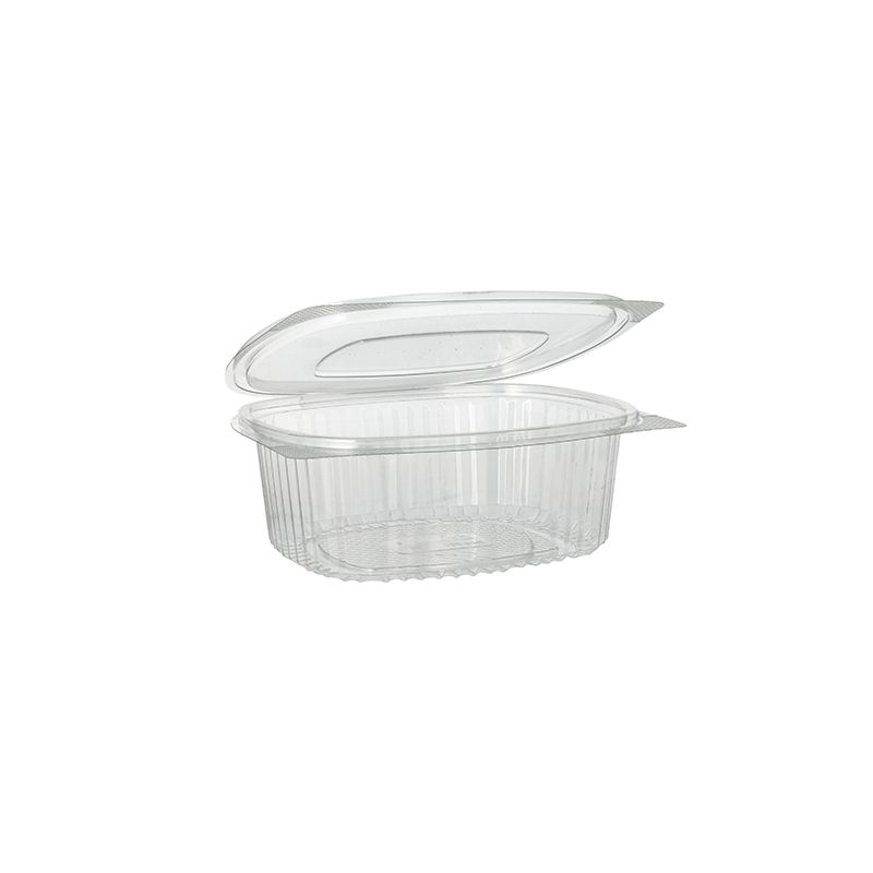 Feinkostbecher & Salatschalen To Go mit Klappdeckel, R-PET oval 750 ml - Bild 1