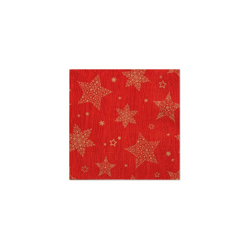 Servietten, 3-lagig 1/4-Falz 25 x 25 cm rot "Christmas Shine" - Bild 1