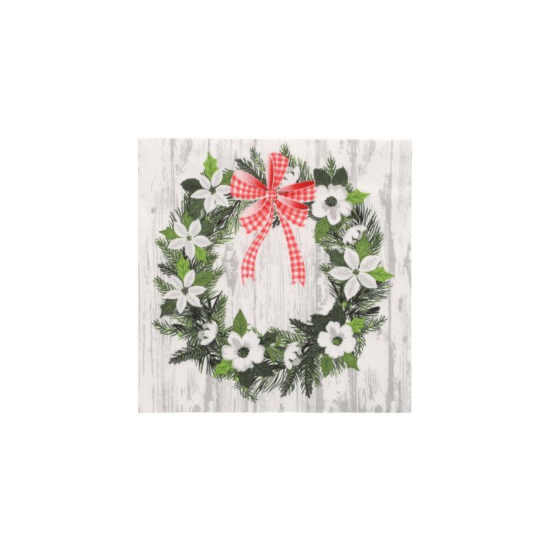 Servietten, 3-lagig 1/4-Falz 33 x 33 cm "Christmas Wreath" - Bild 1