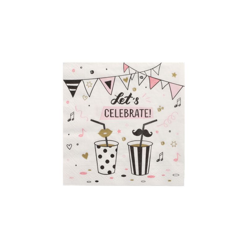 Servietten, 3-lagig 1/4-Falz 33 x 33 cm "Let's Celebrate" - Bild 1