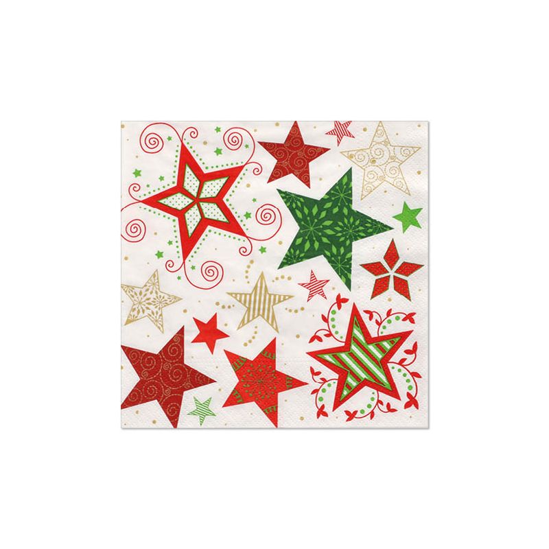 Servietten, 3-lagig 1/4-Falz 33 x 33 cm creme "Heavenly Stars" - Bild 1