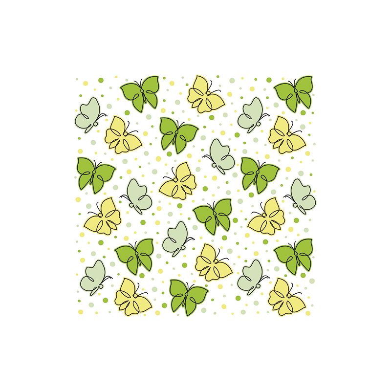 Servietten, 3-lagig 1/4-Falz 33 x 33 cm limonengrün "Papillons" - Bild 1