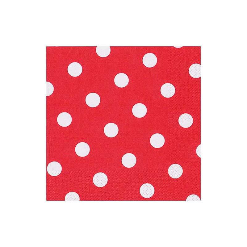 Servietten, rot 3-lagig 1/4-Falz 40 x 40 cm "Dots" - Bild 1