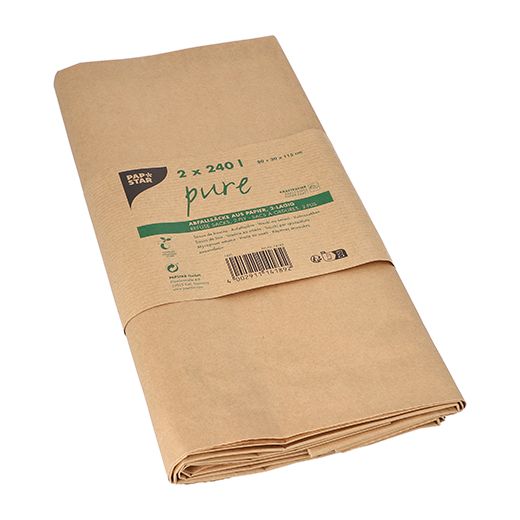 Abfallsäcke aus Papier "pure" 240 l 115 cm x 80 cm x 30 cm braun , 2-lagig 1