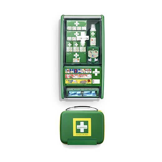 "Cederroth" First Aid & Burn Station Set DIN 13157 22,7 cm x 29,4 cm x 57,2 cm grün 91-teilig 1