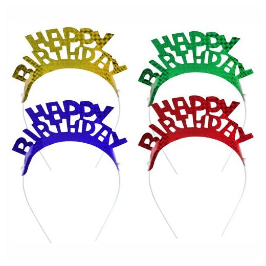 Haarreifen farbig sortiert "Happy Birthday" "Metallic" 1