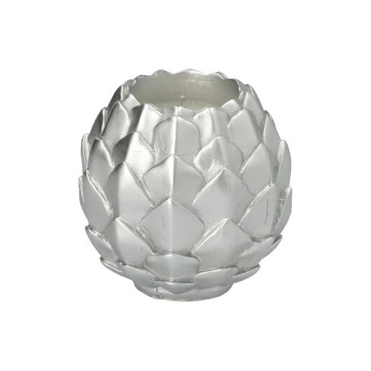 Kugelkerze Ø 10 cm silber "Pine Cone" 1