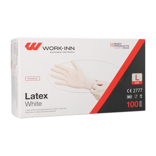 "WORK-INN" Handschuhe, Latex gepudert "White" weiss - natur Größe L 1