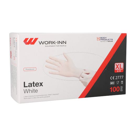 "WORK-INN" Handschuhe, Latex gepudert "White" weiss - natur Größe XL 1