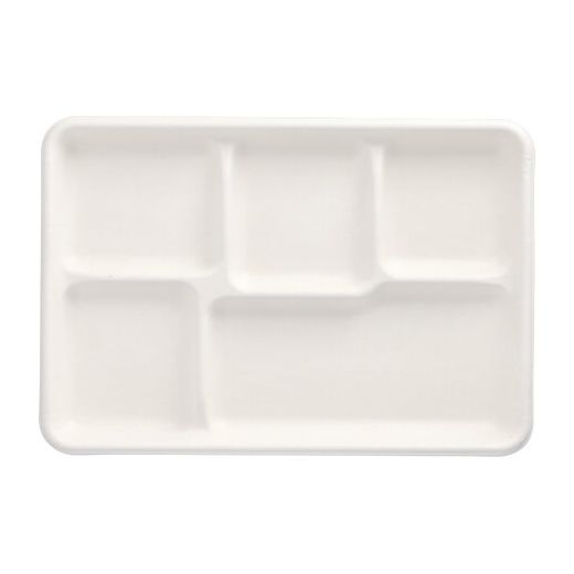 Menü-Trays, Zuckerrohr "pure" 5-geteilt 2,4 cm x 21,6 cm x 31,7 cm weiss 1