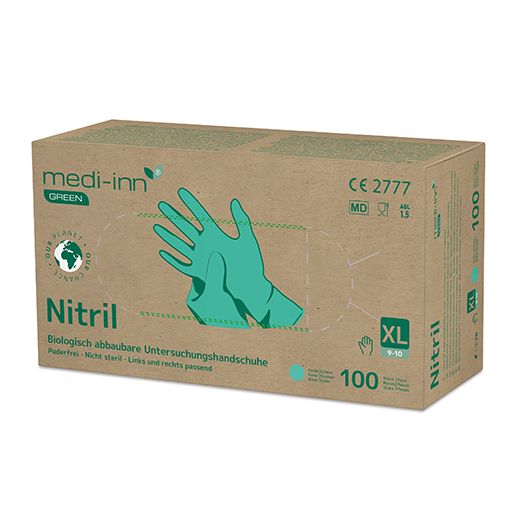 "Medi-Inn® GREEN" Handschuhe, Nitril puderfrei grün Größe XL, biologisch abbaubar 1