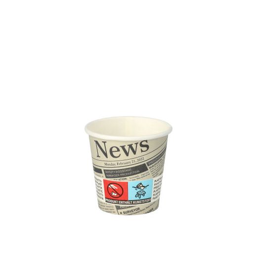 Trinkbecher, Pappe "To Go" 5 cl Ø 5 cm · 5 cm weiss "Newsprint" 1