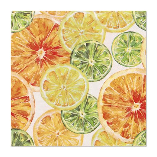 Servietten, 3-lagig 1/4-Falz 33 cm x 33 cm "Fruity Cocktail" 1