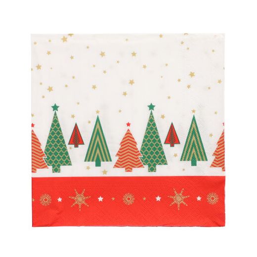 Servietten, 3-lagig 1/4-Falz 33 cm x 33 cm "Plain Christmas Trees" 1