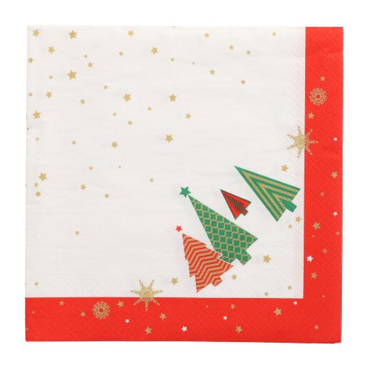 Servietten, 3-lagig 1/4-Falz 40 cm x 40 cm "Plain Christmas Trees" 1