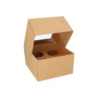 Cupcake-Kartons eckig 10 cm x 17,5 cm x 17,5 cm mit Sichtfenster aus PLA