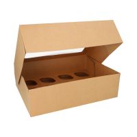 Cupcake-Kartons eckig 10 cm x 35 cm x 27 cm mit Sichtfenster aus PLA