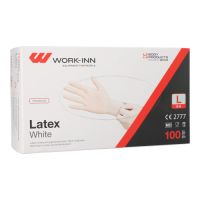 "WORK-INN" Handschuhe, Latex gepudert "White" weiss - natur Größe L