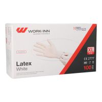 "WORK-INN" Handschuhe, Latex gepudert "White" weiss - natur Größe XL