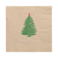 Servietten, 3-lagig 1/4-Falz 33 cm x 33 cm natur "Christmastree with Star" aus recyceltem Papier