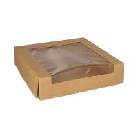 Tortenkartons mit Deckel eckig 5,5 cm x 23 cm x 23 cm mit Sichtfenster aus PLA