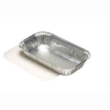 Schalen, Alu + Einlegedeckel, PP-beschichtet eckig 0,65 l 3,4 cm x 13 cm x 22 cm für Lasagne