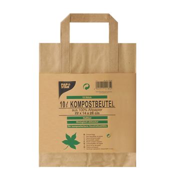 Kompostbeutel aus Papier mit Henkel 10 l 28 cm x 22 cm x 14 cm braun "bedruckt"