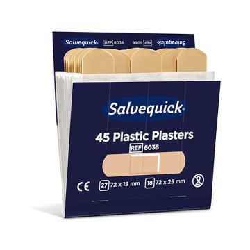 "Cederroth" Salvequick Plastic Pflaster (45 Stück) braun , wasserabweisend, Refill