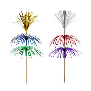 Deko-Picker 18 cm farbig sortiert "Feuerwerk" 3-lagig