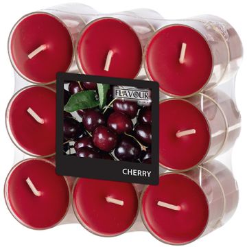 "Flavour by GALA" Duftlichte Ø 38 mm · 24 mm bordeaux - Cherry in Polycarbonathülle