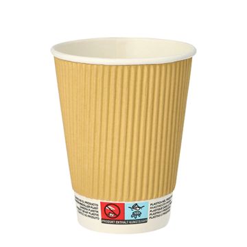 Trinkbecher, Pappe 0,3 l Ø 9 cm · 11 cm Ripple Wall