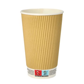 Trinkbecher, Pappe 0,4 l Ø 9 cm · 13,7 cm Ripple Wall