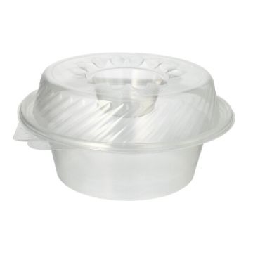 Feinkost- und Salatschalen mit Klappdeckel PP rund 1400 ml 11,4 cm x 22 cm x 21,5 cm mit Dipfach