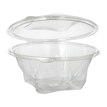 Feinkost- und Salatschalen mit Klappdeckel, R-PET rund 1000 ml Ø 18,5 cm · 7,8 cm glasklar