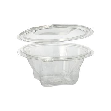 Feinkost- und Salatschalen mit Klappdeckel, R-PET rund 500 ml Ø 15,5 cm · 6,8 cm glasklar