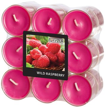 "Flavour by GALA" Duftlichte Ø 38 mm · 24 mm weinrot - Wild Raspberry in Polycarbonathülle