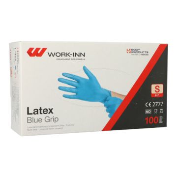 "WORK-INN" Handschuhe, Latex puderfrei blau "Blue Grip" Größe S