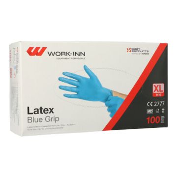 "WORK-INN" Handschuhe, Latex puderfrei blau "Blue Grip" Größe XL