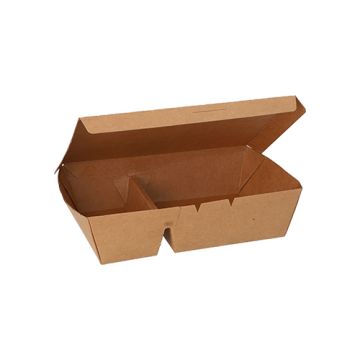 Lunchboxen, Pappe 2-geteilt 450 ml 5 cm x 11 cm x 16,8 cm braun