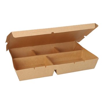 Lunchboxen, Pappe 5-geteilt 900 ml 4,2 cm x 17 cm x 25,5 cm braun