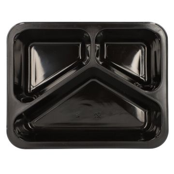 Mikrowellenschalen, PP 3-geteilt 1095 ml 4,9 cm x 22,7 cm x 17,8 cm schwarz