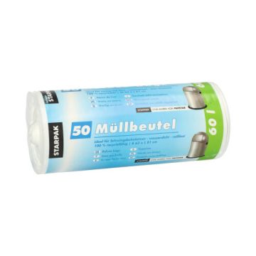 Müllbeutel, HDPE 60 l 81 cm x 63 cm weiss