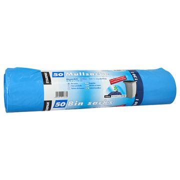 Müllsäcke, HDPE 120 l 110 cm x 70 cm blau mit biologisch verrottbaren Zusätzen