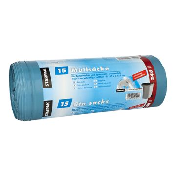 Müllsäcke, LDPE 240 l 125 cm x 100 cm blau extra stark und extra reißfest