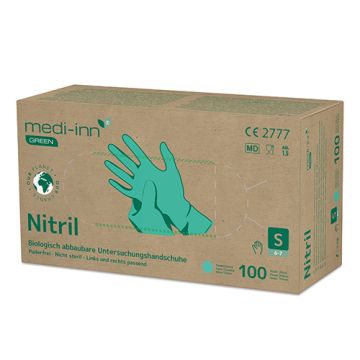 "Medi-Inn® GREEN" Handschuhe, Nitril puderfrei grün Größe S, biologisch abbaubar