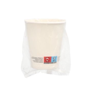 Trinkbecher, Pappe 0,2 l Ø 8 cm · 9,2 cm weiss einzeln gehüllt