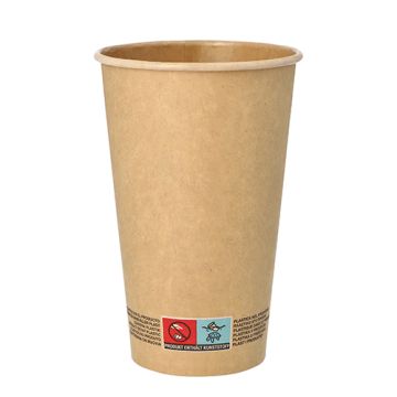 Trinkbecher, Pappe 0,4 l Ø 9 cm · 13,9 cm braun