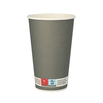 Trinkbecher, Pappe 0,4 l Ø 9 cm · 13,5 cm grau "Beer"