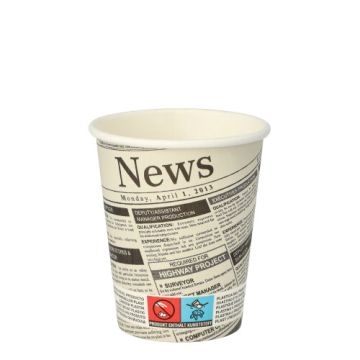 Trinkbecher, Pappe "To Go" 0,2 l Ø 8 cm · 9,2 cm "Newsprint"